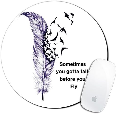 Royal Up Feather Quote Custom Mouse Pad Gaming Mat Keyboard Pad Waterproof Material Non-slip Personalized Round Mouse pad (7.8x7.8x0.08Inch)