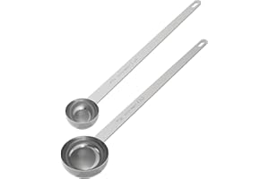 LEIFENY 2PCS Coffee Scoop Set (1tbsp, 2tbsp), Extra Long Handle Measuring Spoon, 15 ml and 30 ml Stainless Steel Coffee Scooper