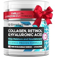 SimplyVital Collagen, Retinol & Hyaluronic Acid Cream - Anti-Aging Face Moisturizer for Face, Firming Skin Care Neck & Décolleté - Made in USA, Daily Moisturizer Face Cream Day & Night - 1.7 fl.oz.