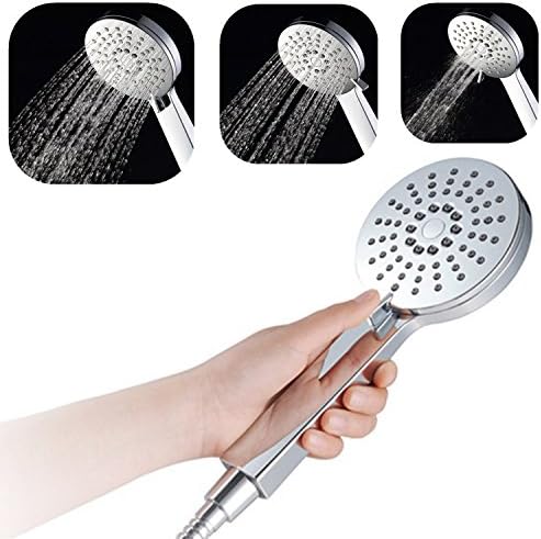 DSIKER Series Shower Luxury Convenience Package: 3-Setting Spiral Handheld Shower-Head with Hose Combo, Overhead Bracket,Double Interlocked Stainless Steel Hose,Premium All-Chrome Finish