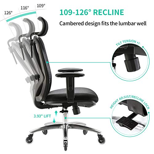 XUER Ergonomic Office Chair, Mesh Computer Desk Chair with Adjustable