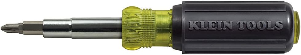 Klein Tools 32500 Multi-Bit Screwdriver / Nut Driver 11-in-1 Multi Tool, 8 Industrial Strength Bits, 3 Nut Driver Sizes, Cushion Grip Handle - - 
