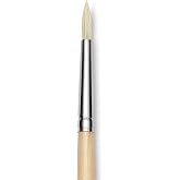 Utrecht Rhenish Pure Hog Bristle Brush - Round, Size 2, Long Handle