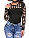 Women's Stylish Hollow Out Henley Top with Long Sleeve Pullover Tee Black S