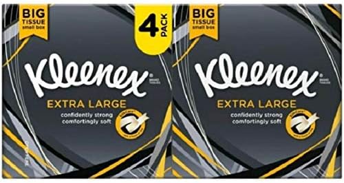 Kleenex Extra Large Compact Box Facial Tissues - Pack of 4 (176 Tissues Total), White, 4 boxes (176 sheets)