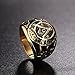 SINLEO Stainless Steel Gold Plated Vintage Freemason Symbol Masonic Rings Biker Bands for Men Size 12