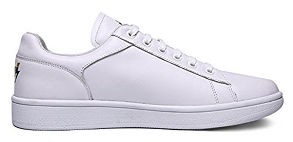 Soulsfeng Men Women Fashion Sneaker Lace UP Cattle Hide Leather Casual Low Top Skateboarding Shoe (Men 9.5 D(M) US, White)