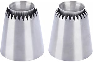NESTINGHO 2pcs Cake Decorating Piping Tips Set, Pastry Cream Nozzles with Straight and Curved Teeth, Baking