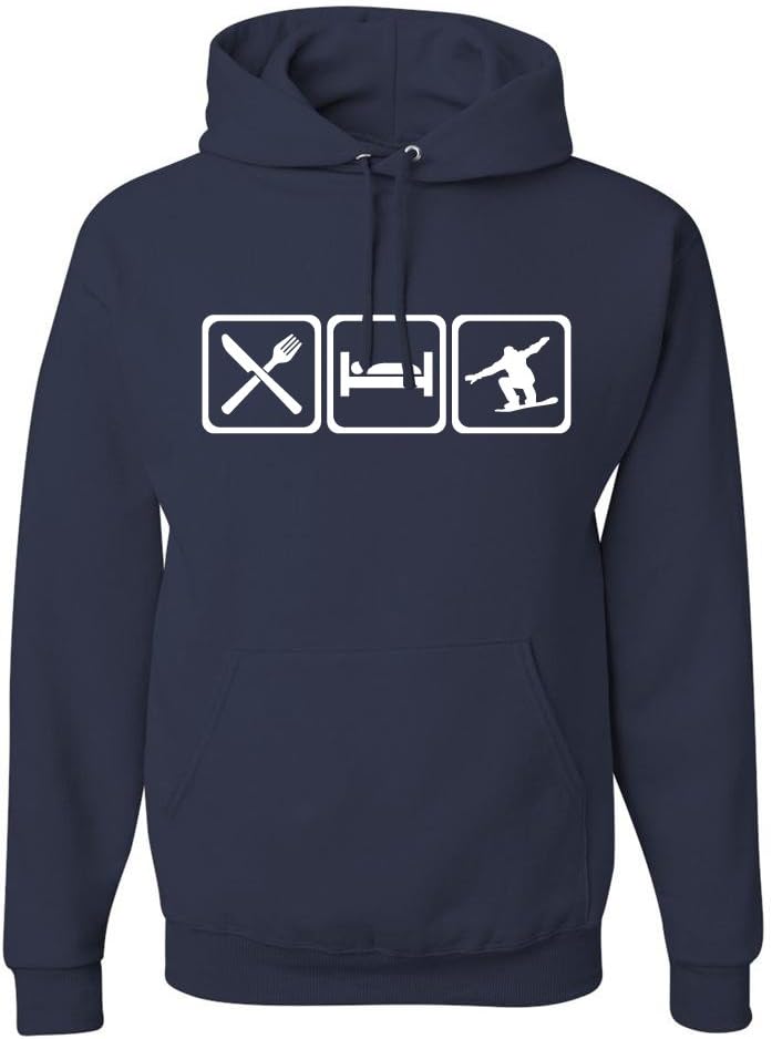 shirtloco Men's Eat Sleep Snowboard Hoodie Sweatshirt
