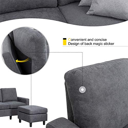 Walsunny Convertible Sectional Sofa Couch with Reversible Chaise, L