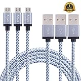 Adoric(TM) Micro USB Cable, 3 Pack 6ft Nylon Braided High Speed Sync and Charge Cables Cords for Android, Samsung, HTC, Motorola, Nokia and More