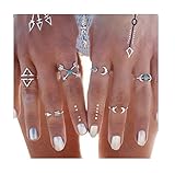 VWH 6pcs Vintage Arrow Moon Turquoise Midi Finger Knuckle Rings Set