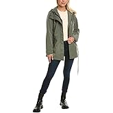 Nautica Women's Hooded Raincoat With Belt Jacket