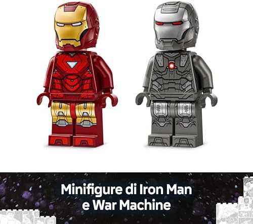 ǀ Marvel Iron Man & War Machine vs. Hammer Drones - Building Toy with 2 Minifigures & 2 Action Figures with Stud Shooters - Super Hero Gift for 7+ Year Old Boys - 76320