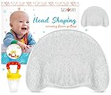 Swish Baby Flat Head Pillow for Sleeping - Head Shaping Memory Foam Pillow for Newborn w/2 Breathable Cotton Pillowcases (Grey Marl)