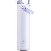 POWCAN 26 oz Insulated Water Bottle with 2-in-1 Straw and Spout Lid, Keep Cold 24H, Leak-Proof, Fits in Car Cup Holder, Stainless Steel Water Bottle for Sports, Travel, and School (Lupine)