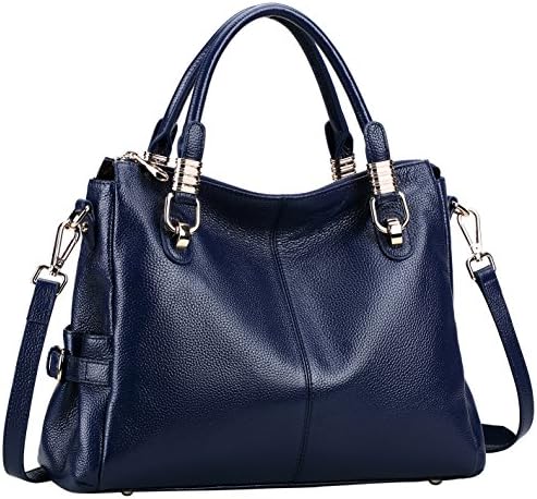 Farinal Genuine Leather Handbags For Women Retro Ladies Crossbody Bags And Satchel Color Blue