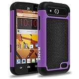 ZTE Speed Case, RANZ® Black/Purple Heavy Duty Dual Layer Armored Hybrid Case Cover For ZTE Speed N9130 (Boost Mobile)