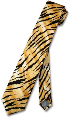 TIGER Animal Print Design SKINNY 100% SILK Neck Tie Men's THIN NeckTie