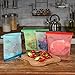Reusable Silicone Snack Sandwich Food Bags - Ziplock Container - Preservation Storage Container for Kitchen Lunch | Freezer Bag - Microwave Dishwasher Safe Instant Pot Accessories | 4 Pack