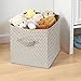 mDesign Soft Fabric Closet Storage Organizer Bin Box - Front Handle, for Cube Furniture Shelving Units Bedroom, Nursery, Toy Room - Chevron Zig-Zag Print - Large - Taupe/Natural