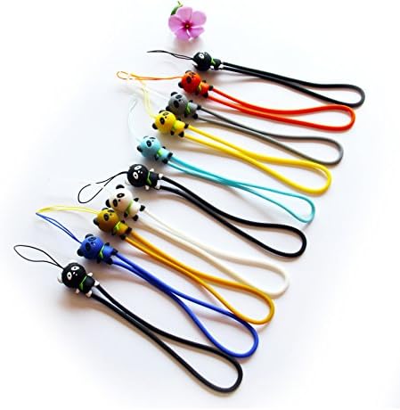Onkuey 10pcs 7-inch Short Panda Silicone Colorful Hand Wrist/Neck Lanyards/Straps Bulk Pack for Phones/Cameras/USB Drives/Keys/Keychains/ID Name Tag Badge Holders (10 Pcs 7 inch - Panda)