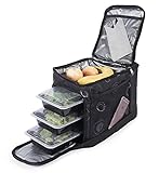 Provision24 Insulated Meal Bag with 6 Portion Control Meal Trays - Perfect for Work, Gym, Travel and School - Circles Pattern