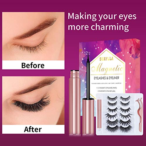 Eyelashes with Eyeliner Kit12 Pairs Reusable