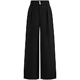 CFLONGE Women Wide Leg Dress Pants High Waist Work Trousers Button Pleated Slacks Palazzo Pants Business Casual Outfits