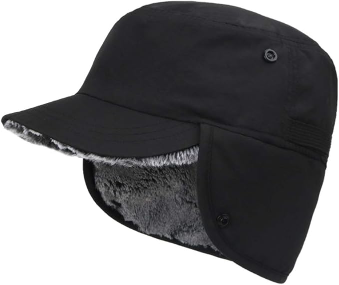 Amazon コネクタイル Connectyle ユニセックス 耳あて付きキャップ メンズ アウトドア 冬 防寒帽子 サイクリング 暖かい ワーク キャップ 防水 ブラック キャスケット ハンチング帽 通販