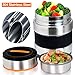 Vacuum Insulated Lunch Box Stainless Steel Food Jar 2 Tiers Food Container Food Carriers Thermal Lunch Container Food Storage Box 1.4L Holding Time 6hr 7x5’’(Random Black or Orange Color)