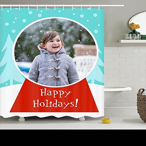 Family Unique Decorative Custom Xmas Shower Curtains Snow Globe Holiday Waterproof Polyester Fabric Home Decor Bath Curtain Decor Bathroom Design Decorations 60 By 72 Inches