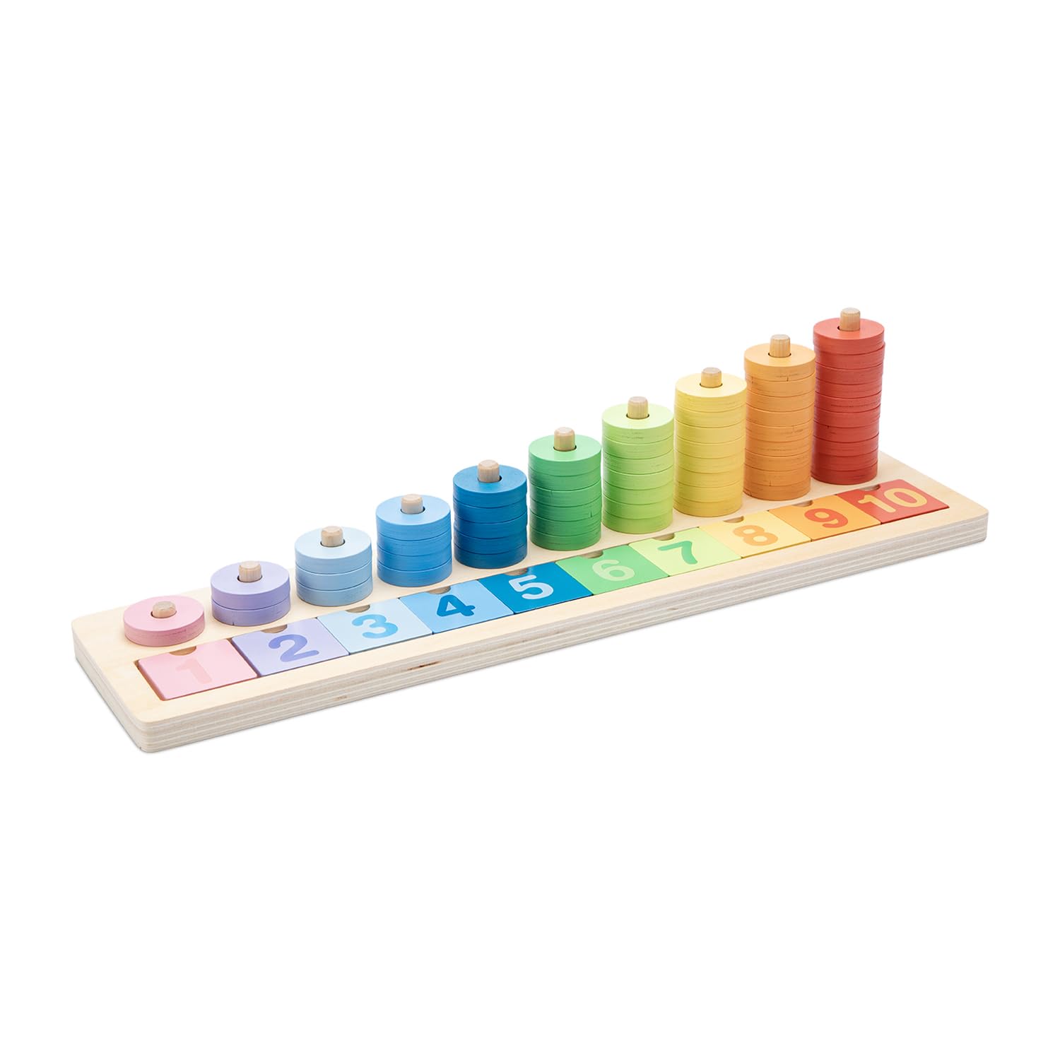 Woet® Wooden Counting and Stacking Toy for Kids Age 3+, Montessori Math Learning Game 1-10, Educational Sorting Board, Number Recognition, Fine Motor Skills, Preschool Toy
