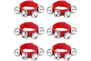 BOAO 6 Pieces Christmas Band Wrist Bells Bracelets Jingle Musical Ankle Bells Instrument Percussion Rhythm for Christmas Party Favors Festival Accessories (Red)