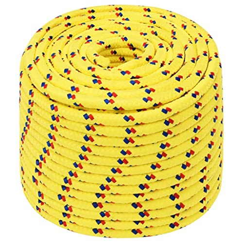 vidaXL Bootsseil Ankerleine Festmacher Tauwerk PP Leine Seil Tau Polypropylenseil Geflochten Flechtleine Gelb 14mm 250m Polypropylen