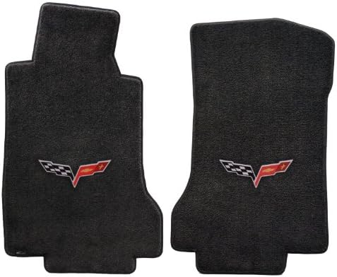 Lloyd Mats 2005-2006 C6 Corvette Ebony Black Floor Mats - Crossed Flags Logo