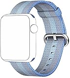 SELLERS360 New Nylon Watch Fine Woven Band Replacement Strap for Apple watch band Series 1 Series 2 iwatch (Tahoe Blue 42mm)