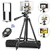 PEYOU Compatible for iPad iPhone Tripod, 50" Lightweight Aluminum Phone Camera Tablet Tripod + Wireless Remote + Universal 2 in 1 Mount Holder for Smartphone (Width 2.2-3.3"),Tablet (Width 4.3-7.3")