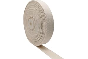 LULIZZIE Heavy Cotton Webbing 1 Inch Wide 10 Yard Polyester Cotton Webbing Strap for Webbing Bag Handles, Bag Strap,Tote Bag Webbing，Cloth Belt,Making Outdoor Supplies (Milky White)