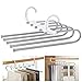 WAOU Hangers Multi-Layer Hanging Pants.5 in 1 Pants Rack Stainless Steel Pants Hangers Folding Storage Rack Space Saver Storage for Trousers Scarf Tie Belt Adjustable(1 Pack)
