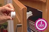 SooLittle Kitchen Safety Baby Magnetic Childproof Cabinet Locks (White Color, Set of 4 Locks and 1 key)