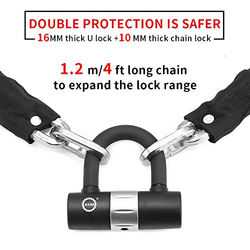 AKM Bike Lock Chain Lock 120cm/4ft Heavy Duty Durable 10mm Thick Anti
