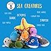 Plush Stuffed Ocean Animals | Stuffed Animals Wholesale | Plush Stuffed Animals for Babies | Set of 8 | Talking Blue Whale, Sea Turtle, Shark, Sea Lion, Octopus, Stripe Fish, Starfish, Clownfish
