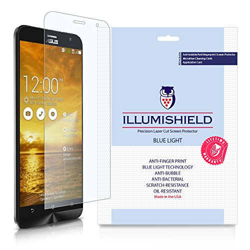 iLLumiShield - Asus ZenFone Zoom Screen Protector w/ HD Blue Light UV Filter & Lifetime Replacement / Clear Film / Anti- Fingerprint / Anti-Bubble / Anti-Bacterial Shield - [2-Pack]