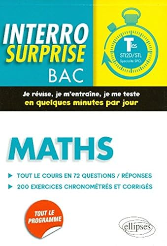 Download Interro Surprise Maths Terminales STI2D/STL Spécialité SPCL Tout le Cours en 72 Questions/Reponses PDF