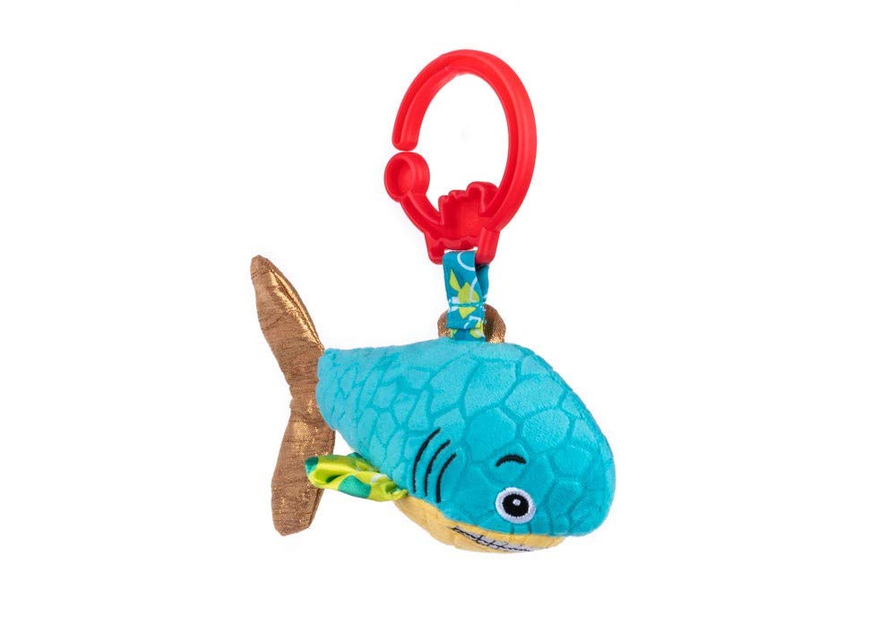Balibazoo 80140 Winbell Shark Clip & Go Toy for Babies, Sensory Toy, Safe Plush Toy, Baby Friend, Pendant for Baby Car Seat or Pushchair, Safe Toy from 0+ Months