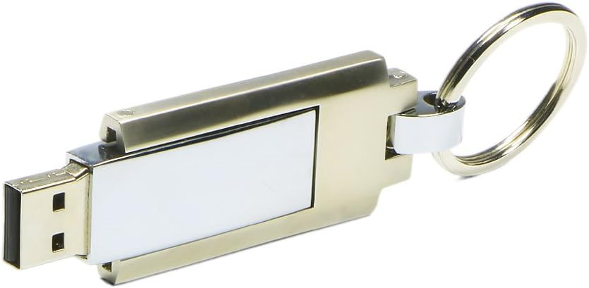 WooTeck 32GB 360 Degree Swivel Stainless USB Flash Drive Smooth Memory Stick, with Key Chain, for Windows and Mac