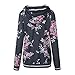 Famulily Women's Floral Printed Casual Long Sleeve Hoodie Pullover Sweatshirts (X-Large, Dark Grey-2)