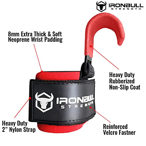 Iron Bull Strength Weight Lifting Steel Hooks (Pair) Heavy Duty