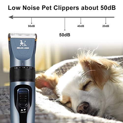 Dog Clippers, Professional Pet Grooming Kit Rechargeable Cordless Dog Shaver Pet Electric Clippers Low Noise Dog Hair Trimmer with 4 Comb Guides Scissors Nail Kits for Dogs Cats and Other Hairy Pets